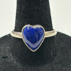 Heart-Shaped Lapis Lazuli Sterling Silver Ring